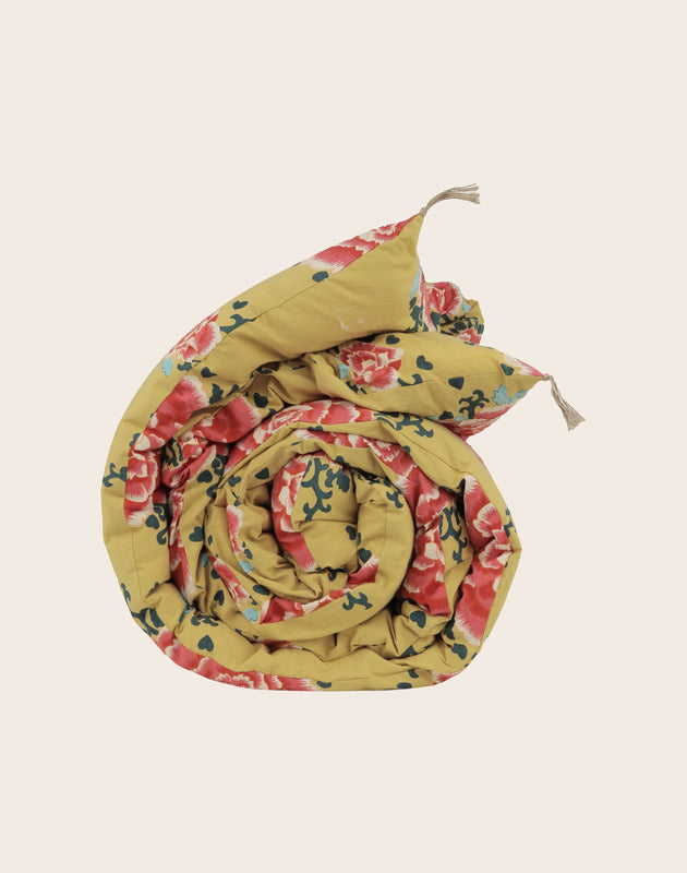 Courtepointe Liao en coton à motifs fleuris