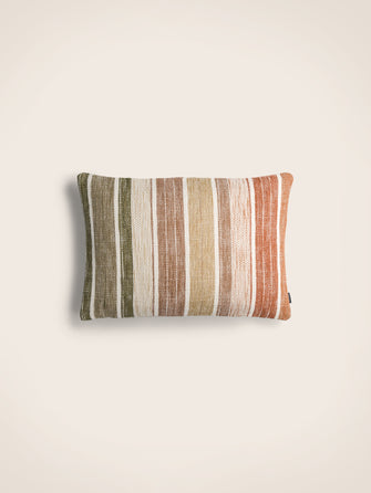 Packshot coussin Siroko à rayures en coton, lin et viscose