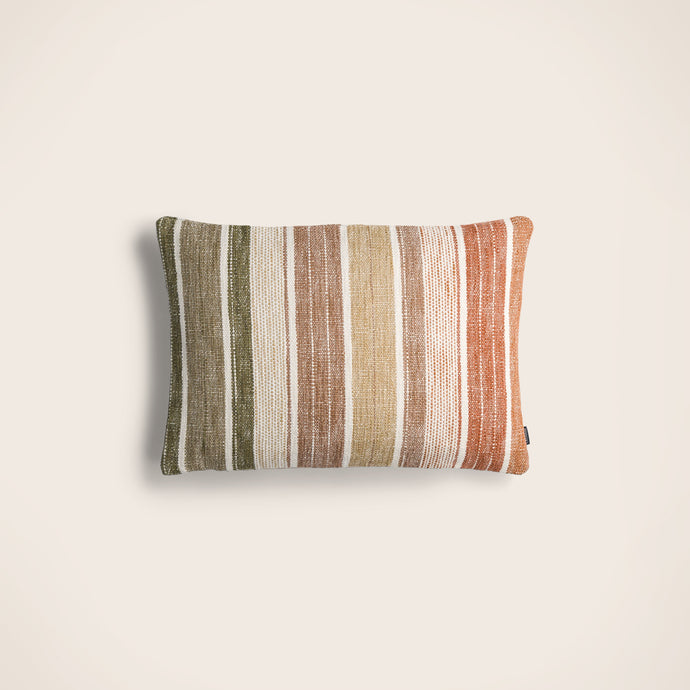 Packshot coussin Siroko à rayures en coton, lin et viscose