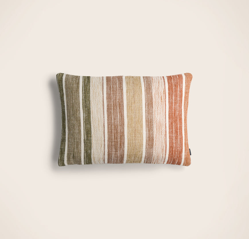 Packshot coussin Siroko à rayures en coton, lin et viscose