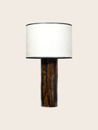 Pied de lampe à poser en Céramique Gaia créé en collaboration avec Grès Editions et son abat-jour en papier Leo