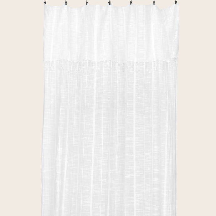Rideau Jari en khadi de coton biologique couleur blanc cassé avec franges
