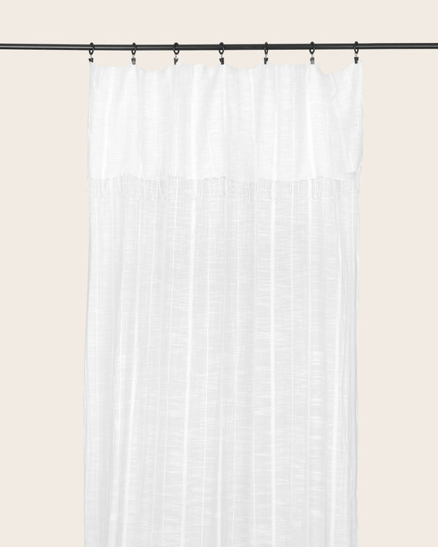 Rideau Jari en khadi de coton biologique couleur blanc cassé avec franges