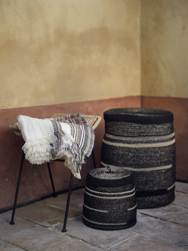 Paniers Tonka de rangement en jonc de mer et coton 