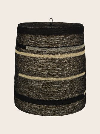 Panier Tonka grand format en jonc de mer et coton au motif effet chiné