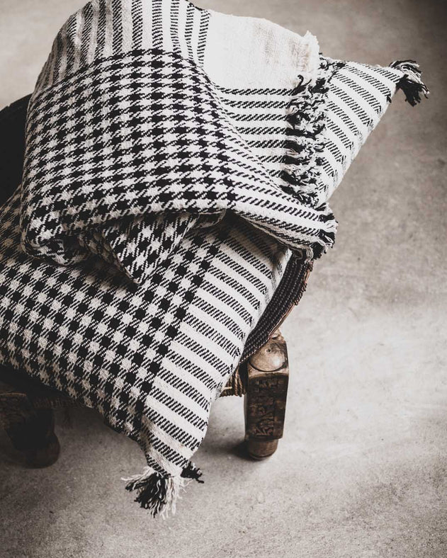 Housse de coussin pied de poule