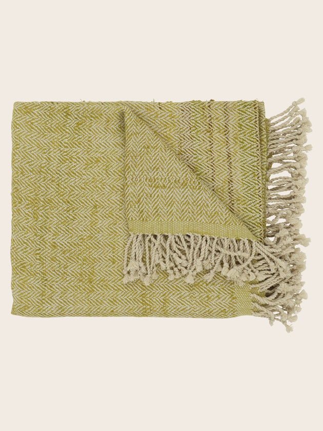 Plaid Tasar à motif chevron en coton et soie de bananier