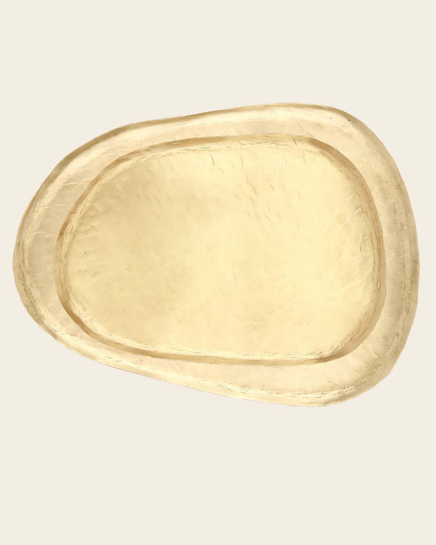 Elegant plateau décoratif en laiton doré Ema