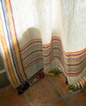 Rideau Dupatta coloré en coton biologique tissé à la main avec au bout des pompons colorés