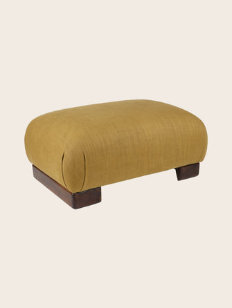 Packshot du repose-pieds Pacha en bois de hêtre massif et tissu en lin Gareth 