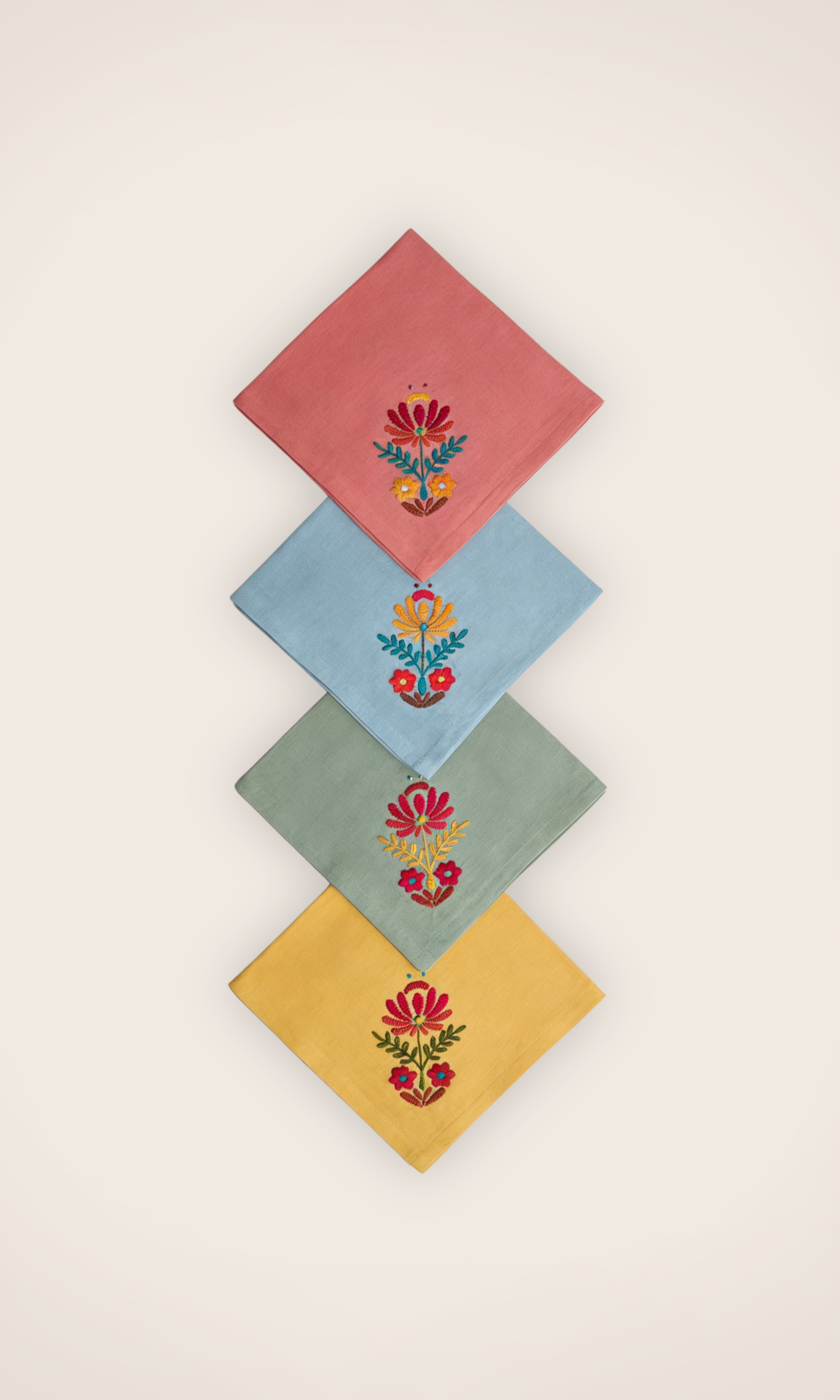 Set de 4 serviettes brodées Rosaly