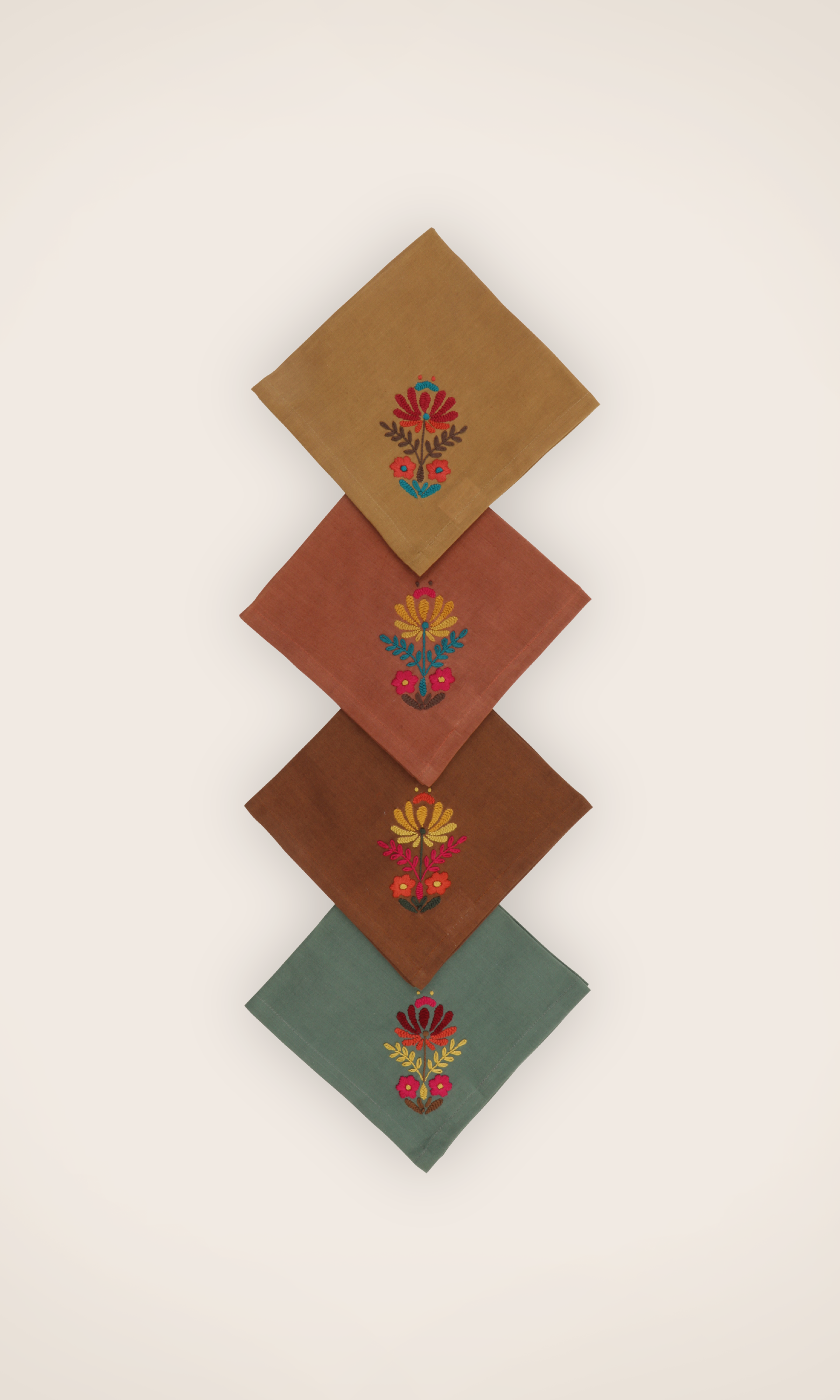 Set de 4 serviettes brodées Rosaly