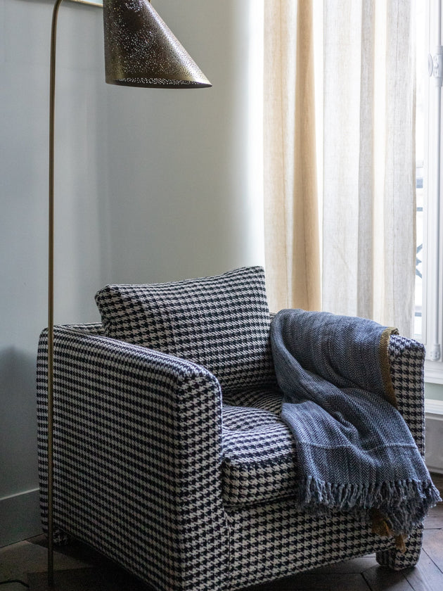 Rideau Lina en khadi de coton biologique avec petites franges