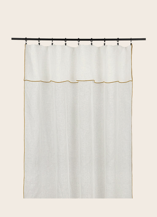 Rideau Canigo en lin couleur Neige et bourdon Havane au pourtour