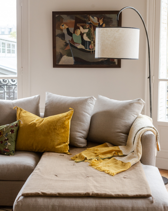 Linen sofa cover