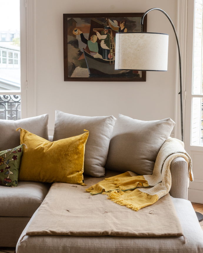 Linen sofa cover
