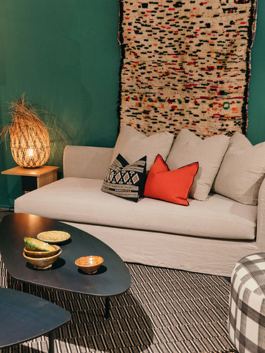 Tapis Kharo en coton et jonc de mer