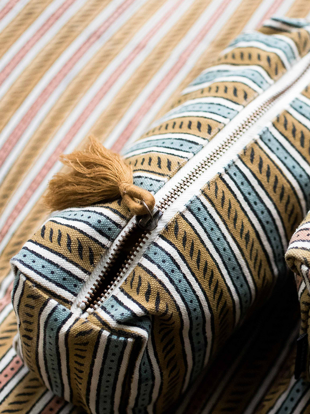 Petite trousse de voyage en coton à motifs imprimée à la main BADOO