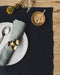 set de table rectangulaire bleu foncé en lin