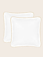 Set de 2 taies d'oreiller carrées Bora blanche à bourdon coloré