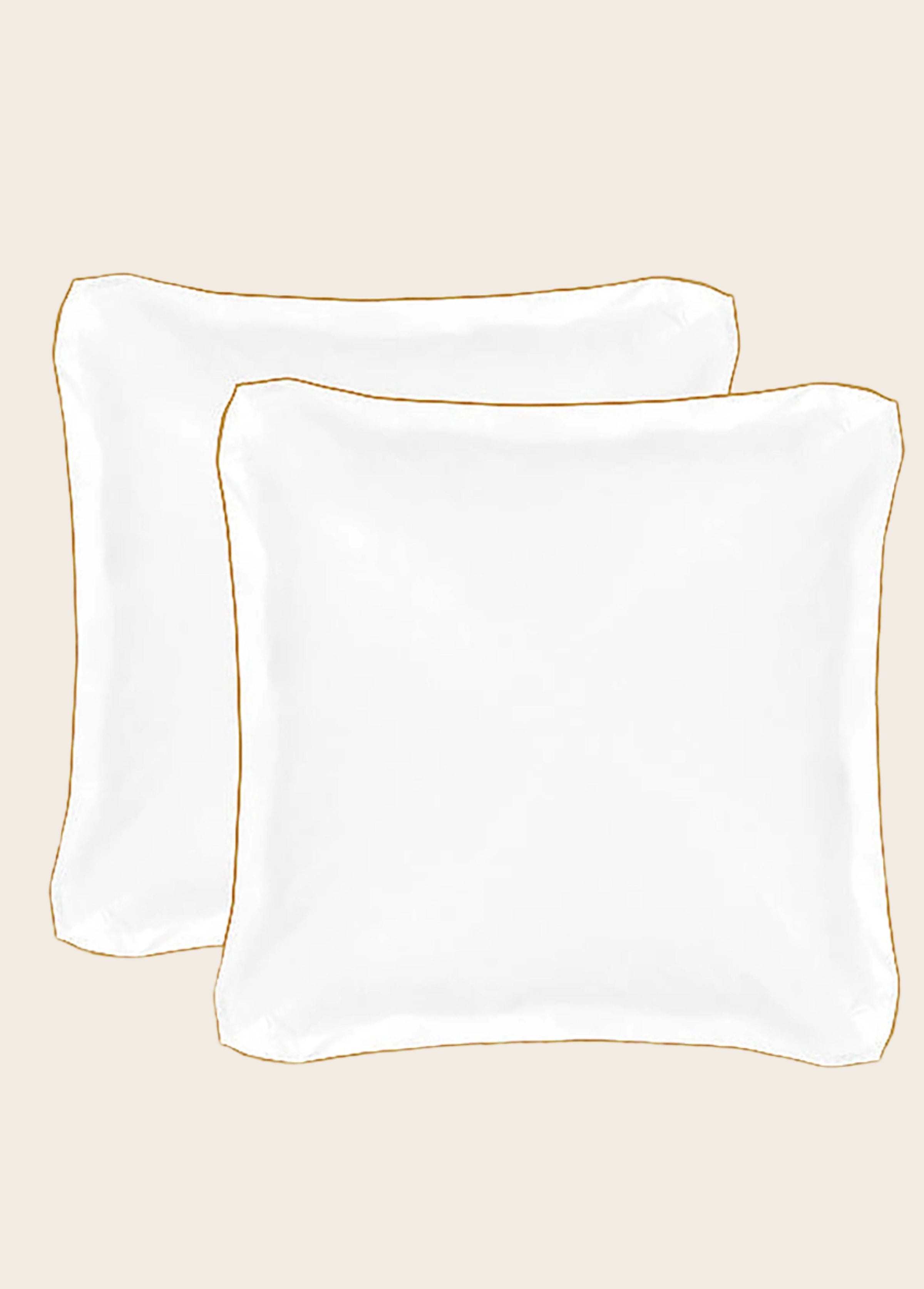 Set de 2 taies d'oreiller carrées Bora blanche à bourdon coloré
