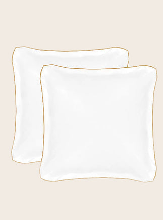 Set de 2 taies d'oreiller carrées Bora blanche à bourdon coloré
