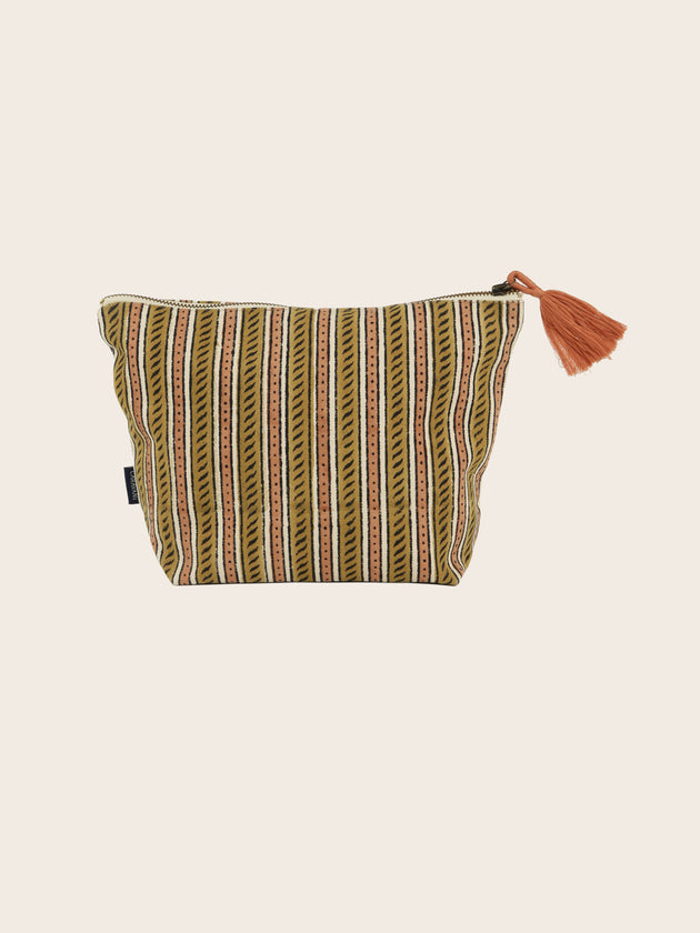 Pochette imprimée à fermeture éclair à motifs et pompon BADOO