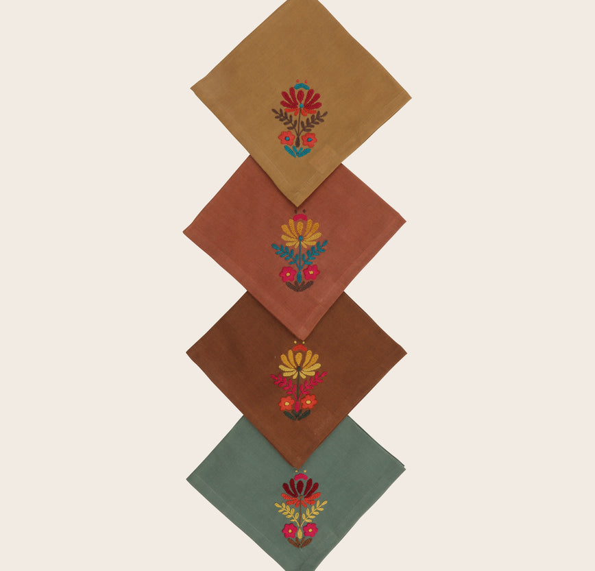 Set de 4 serviettes brodées Rosaly