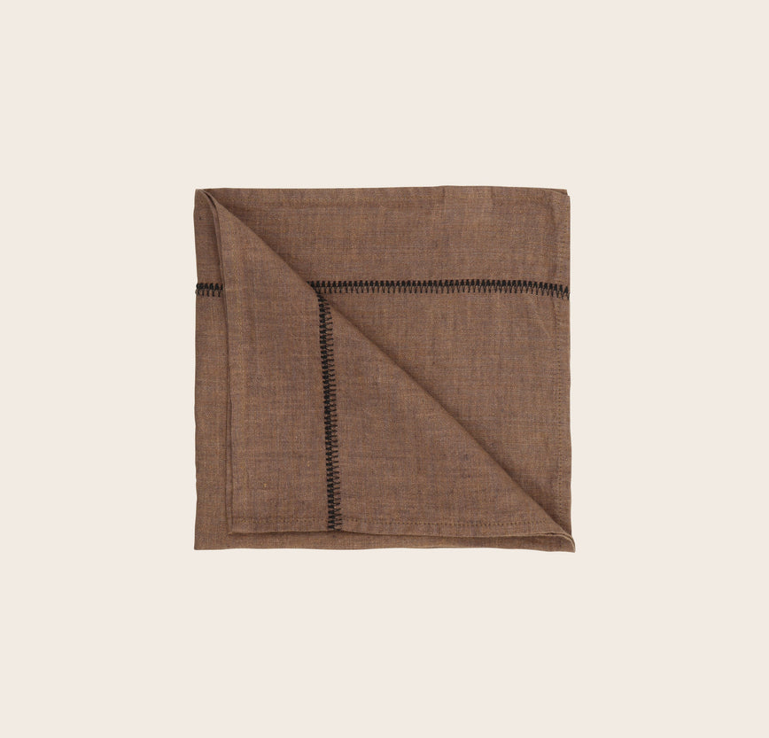 Serviette Noé en lin lavé avec surpiqûres sur les contours