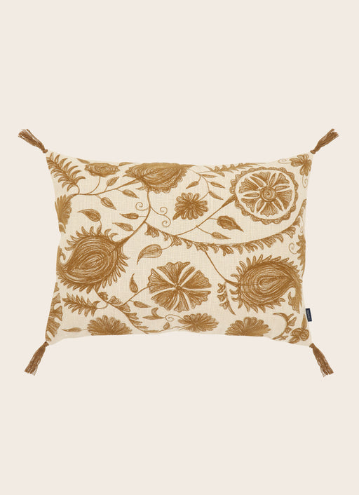 Housse de coussin en coton brodé Anor couleur Cannelle 