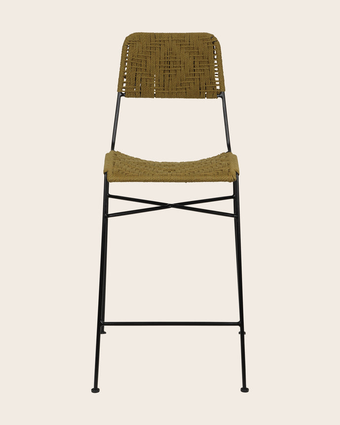 Chaise haute Murgi losange en coton tressé vert Havane 