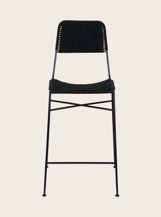 Chaise haute en coton tressé et pieds en fer dans le coloris Charcoal