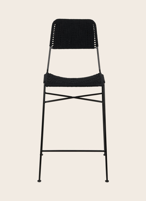 Chaise haute en coton tressé et pieds en fer dans le coloris Charcoal