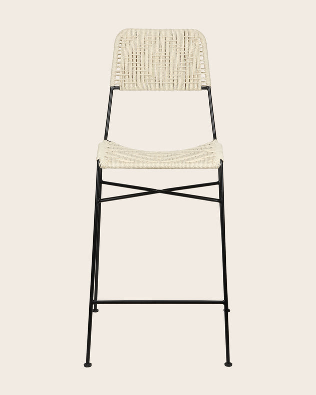 Chaise haute Murgi en coton tressé couleur claire ivoire
