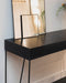 Meuble : console en acier brut noir avec du rangement