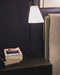 Pied de lampe à poser en acier brut noir et son abat jour en papier blanc