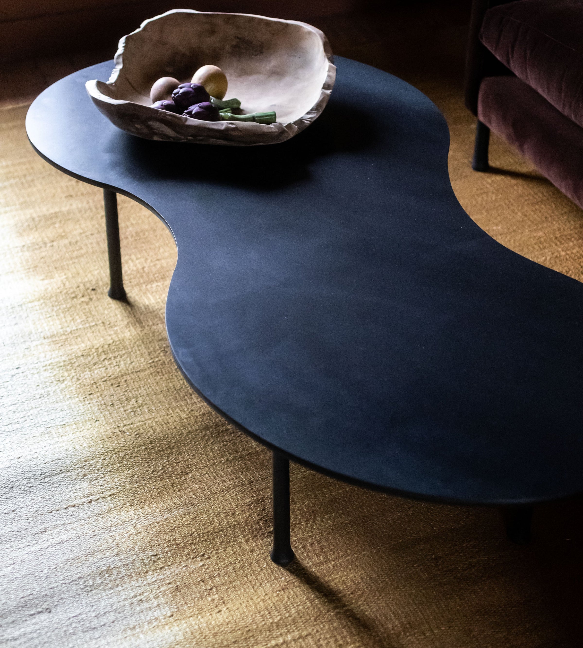 Grand Tapis en jute et lin jaune modoré Adao