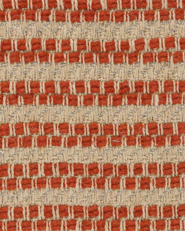 Détail du tissu Phylo en jute et coton avec sa double rayure en fil de coton couleur Rooibos