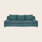 Grand divan dans les tons bleus avec coussins