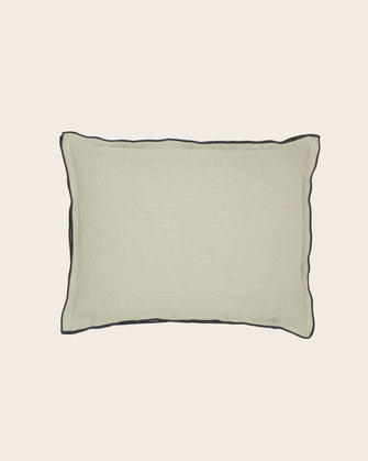 Housse de coussin Maya en lin sauvage et bourdon noir teintes naturelles