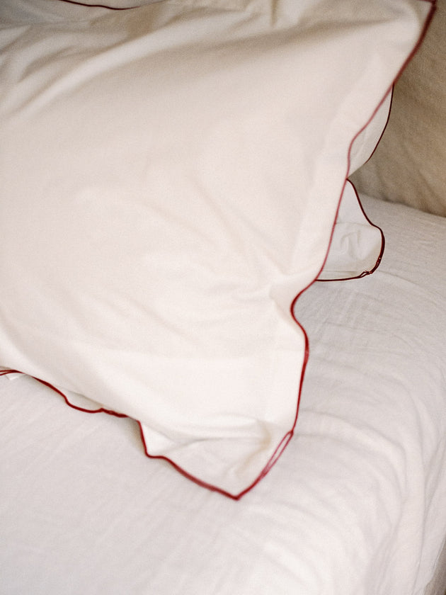 Set de 2 taies d'oreiller blanches en percale de coton biologique Bora