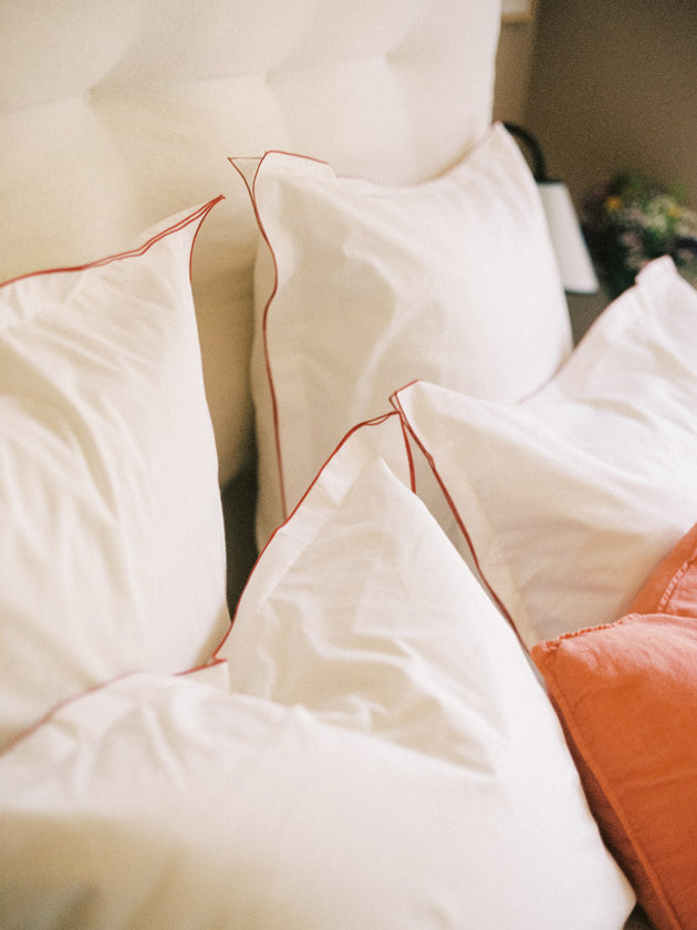 Taies d'oreiller blanches Bora en percale de coton biologique