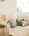 Housse de coussin Flusso multicolore en lin et jute
