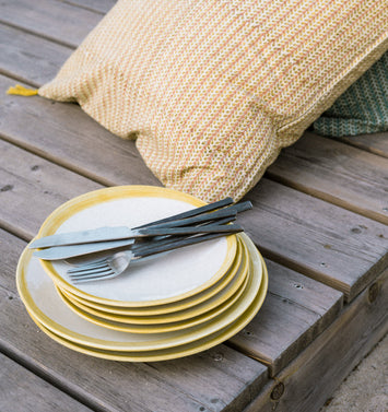 Set de 4 assiettes en faïence émaillée Ecume