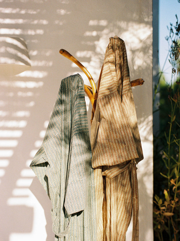 Kimono en coton imprimé au bloc à la main