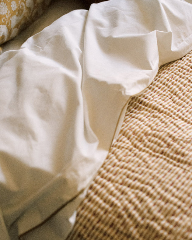 Linge de lit : housse de couette en percale de coton blanc