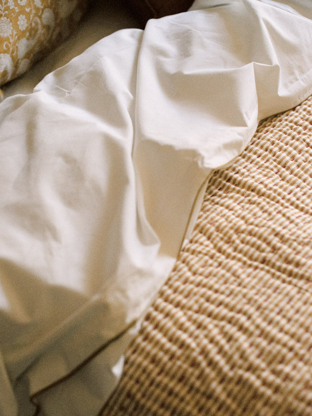 Linge de lit : housse de couette en percale de coton blanc
