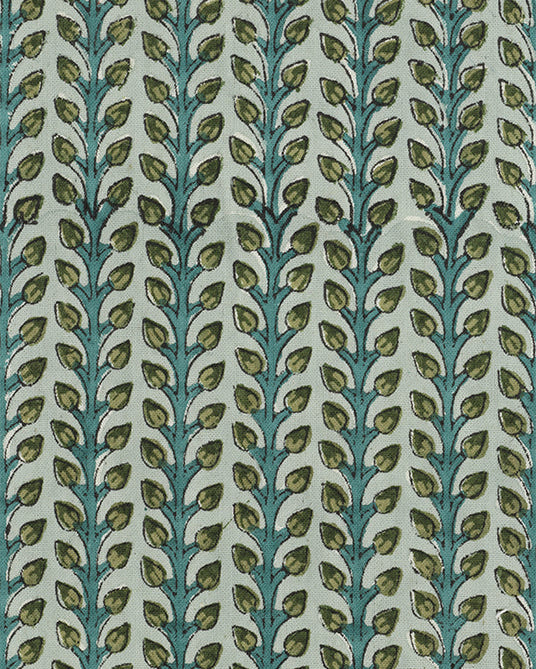 Tissu en coton imprimé au block Florio couleur Lac 