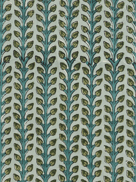Tissu en coton imprimé au block Florio couleur Lac 