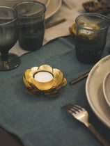 Petit bougeoir doré en metal pour petites bougies